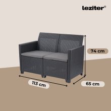 Claire 2 üléses műrattan kerti kanapé