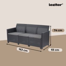 Claire 3 üléses műrattan kerti kanapé