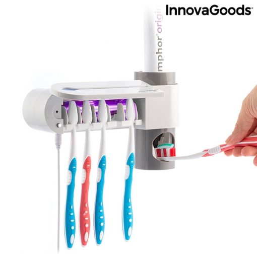 UV fogkefe sterilizáló tartóval és fogkrém adagolóval Smiluv InnovaGoods